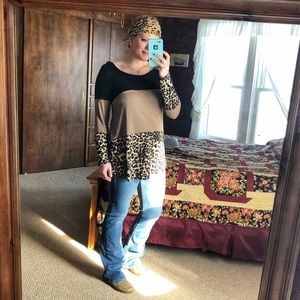 Color Block Long Sleeve w/ Crochet Detail